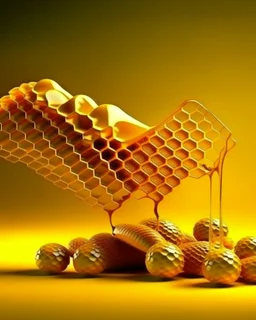 honeycombs and honey splashes 3d background