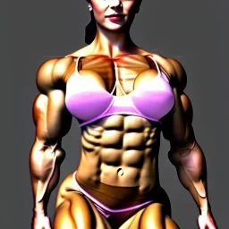 Ultra realistic, beautiful woman, female muscle growth, sequence