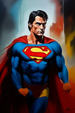 Superman mtv tv show oil canvas