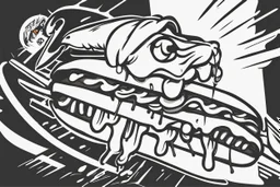 corndog, with a bite taken out, clean vector style, bold outline