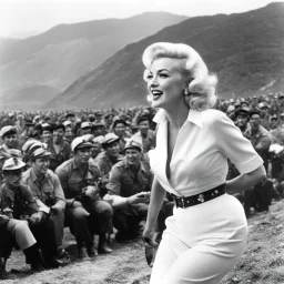 Marilyn entertaining the troops in the Korean war