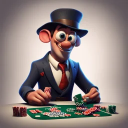 poker player, stylized, pixar