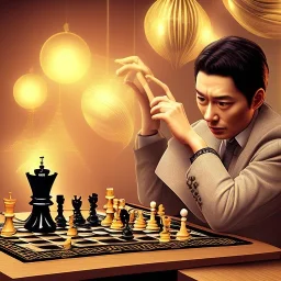 Japanese actor playing chess