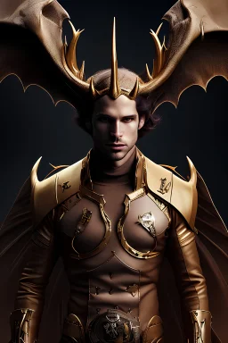 Surrealism, high fantasy, handsome, male incubus, devil horns, bat wings, long slender face, long dark hair, hazel eyes