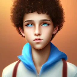 beautiful 12 year old arabic boy with curly hair and light blue eyes