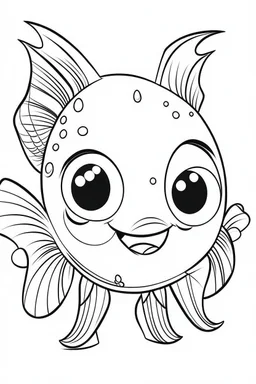 outline art for cute Fish coloring pages with sitch, white background, Sketch style, full body, only use outline, toddlers style, clean line art, white background, no shadows and clear and well outlined.