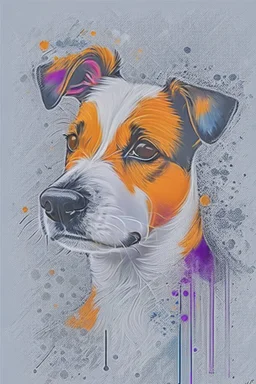 Abstract wet watercolour, portrait of a jack russell