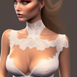 a beautiful cleavage in a lace neckline