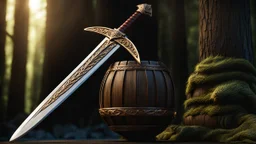 a dragon slayer sword made of magical wood. exquisite realism, a masterpiece, fantasy concept art, dynamic lighting, hyperdetailed, intricately detailed, deep color, Unreal Engine, volumetric lighting , Epic cinematic brilliant stunning intricate meticulously detailed dramatic atmospheric maximal,