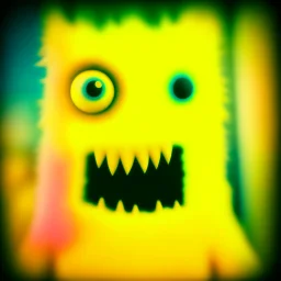 Odd, retro portrait photo of a monster, filthy, blurred, pastel colors, spooky, high resolution, absurd, ugly, odd, Basquiat