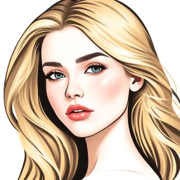 design of a blonde girl with a beautiful hair, soft skin, , sharpen image, white background