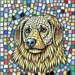 Colouring pages image of a {subject}, in mosaic painting style, with small, colored tiles, intricate patterns, and textured surface