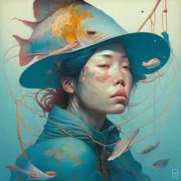 dream portrait of female fisherman by james jean