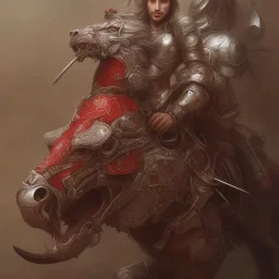 Nomad cavalry inline attacking. Horses. Damascus steel. Red. Sharp details. Roar.