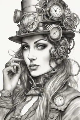 portrait of a steampunk lady on a white background