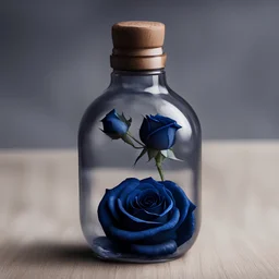 Midnight blue rose in a bottle