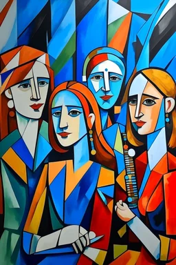 picasso style cubism 5 people