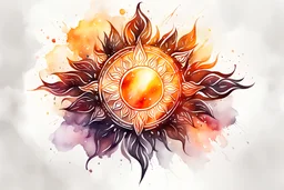 watercolor drawing of the Slavic sun on a white background, Trending on Artstation, {creative commons}, fanart, AIart, {Woolitize}, by Charlie Bowater, Illustration, Color Grading, Filmic, Nikon D750, Brenizer Method, Perspective, Depth of Field, Field of View, F/2.8, Lens Flare, Tonal Colors, 8K, Full-HD, ProPhoto RGB, Perfectionism, Rim Lighting, Natural Lighting, Soft Lighting, Acc