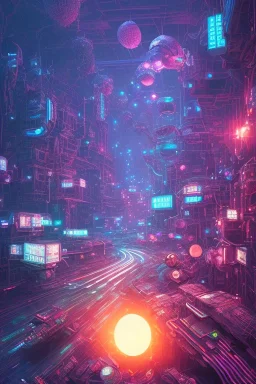 He world is falling apart and you like that,robot city, 3d ambient,3d depth, neon light,incredible, realistic, incrate detail