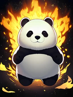 Panda with golden aura around its body