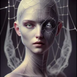 beautiful dead woman with spiderwebs on face, 8k, high-quality, fine-detail, intricate, sharp, crisp, digital art, detailed matte, illustration, octane render, brian froud, howard lyon, Anne Dittman, Anne Stokes, Lisa Parker, Selina French