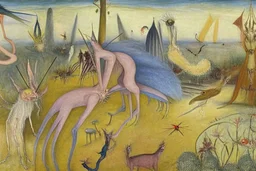 the surreal gardens of heavenly delights by artist "Leonora Carrington" and "Leonardo da Vinci"