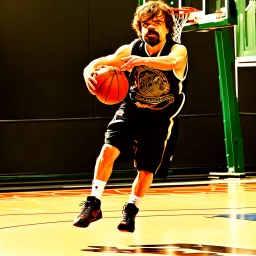 Peter Dinklage playing basketball.