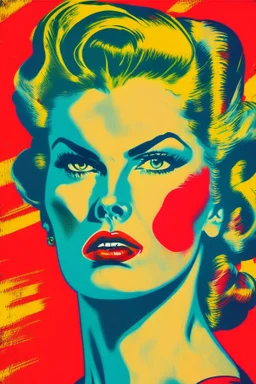 Strong women painted portrait from the 50s feminism pop art