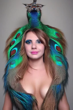 half lynx peacock furry girl