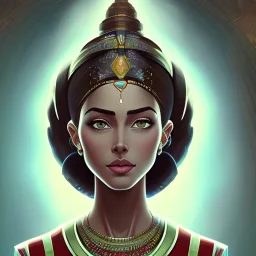 a Portrait of queen Nefertiti as lenged of korra art style