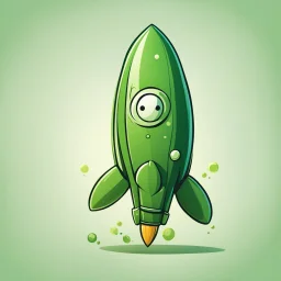 green rocket cartoon stylized