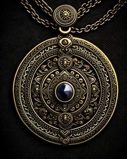 A fantasy illustration of a medieval necklace pendant