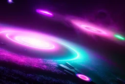 Picture Of The Galaxy With Giant Neon Star, Hyper Realistic, Hyper Detailed, Neon, Cyberpunk, Neon lighting,