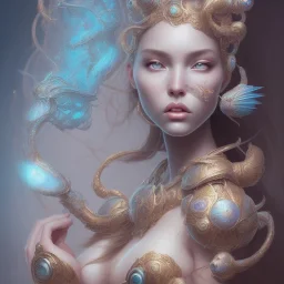 sango fantasy, fantasy magic, intricate, sharp focus, illustration, highly detailed, digital painting, concept art, matte, artgerm and paul lewin and kehinde wiley, masterpiece sexy lips Asian lady body turquoise space lady space sea