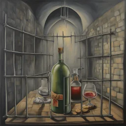 bought freedom paid prison, neo surrealism, alcohol matte oil paint.