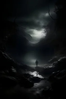 create a creative dark place where your stuck in the middle of nowhere like dark fantasy