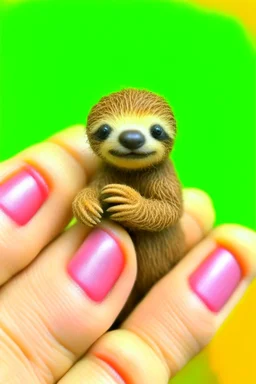 tiny sloth holding a finger