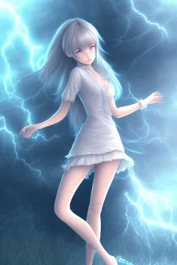 3d misterious Anime girl close and personal in stormy background