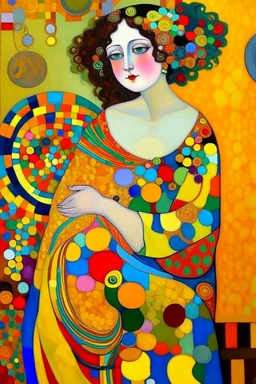 Woman 9n style of Gustav Klimt. Rich, lovely colors, cubism style