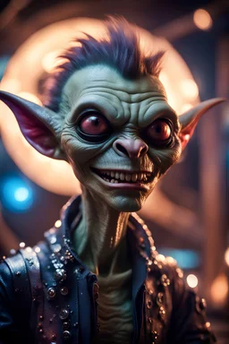 the most effective war paint, portrait of ultimate transcendent happy chat gremlin vampire alien jaws carpenter punk frown with spotlights, in front of space portal dimensional glittering device, bokeh like f/0.8, tilt-shift lens 8k, high detail, smooth render, down-light, unreal engine, prize winning