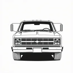 Chevrolet square body truck, high contrast black and white vector