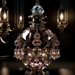 generate me an aesthetic complete image of Perfume Bottle with Crystal Chandelier