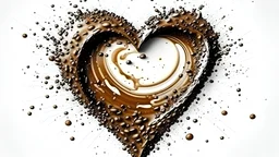 background of only coffee splashes heart form