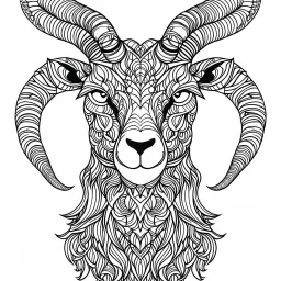 Ibex, front view, mandala, minimal lines, cartoon, white back ground color, real style, realistic, minimalistic, minimal black line art, line art, crisp line art, unique coloring sheet, outlined, outline, crisp, crisp line edges, illustration, thin lines, crisp clear lines, line art, clean line art, unique, 8k, amazing, masterpiece, no colors, no dark color, no black color, avoid thick black, minimalistic line edges, pure white back ground, image character full fit to page,