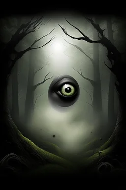 forest fog, superbig full moon, Bosch painting style , face evil angry , super big eyes, circles eyes,