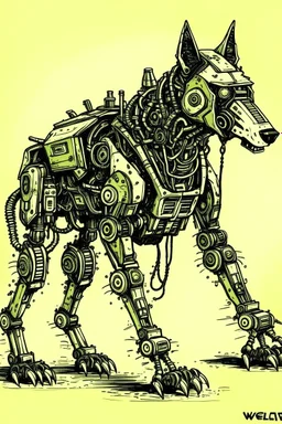 Wolf biotic robot drawn in the style of E