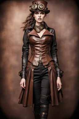 steampunk, women's leather clothing with pleats