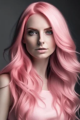 beautiful woman with long pink hair