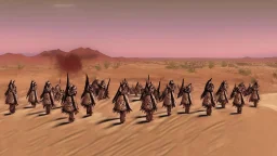 desert, comic style warriors from behind