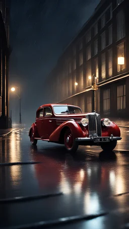 SS Cars SS100 (1936–1940),rain,reflections,4k,raytracing,night,driving,1940s london background